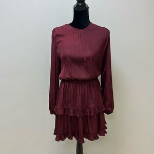 Socialite Burgundy Long Sleeve Dress, Size S